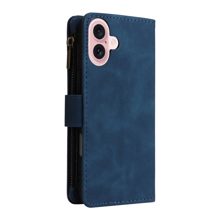 For iPhone 16 Plus Crossbody Multi-card Slot Wallet Zipper Leather Phone Case(Dark Blue) - iPhone 16 Plus Cases by PMC TechLife | Online Shopping South Africa | PMC TechLife | Buy Now Pay Later Mobicred