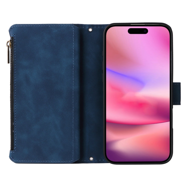 For iPhone 16 Plus Crossbody Multi-card Slot Wallet Zipper Leather Phone Case(Dark Blue) - iPhone 16 Plus Cases by PMC TechLife | Online Shopping South Africa | PMC TechLife | Buy Now Pay Later Mobicred
