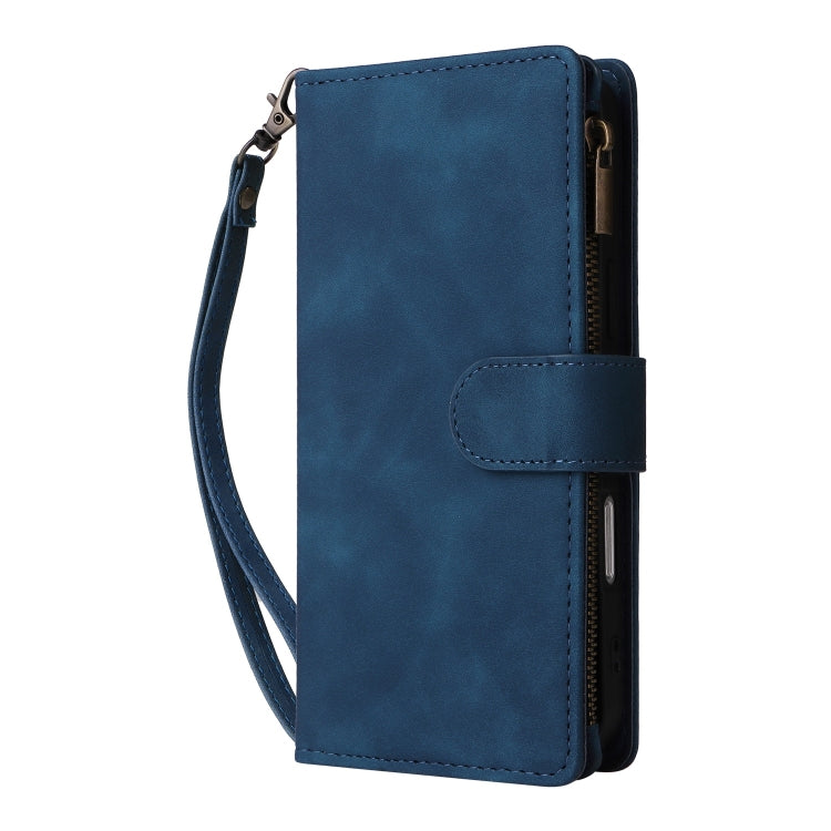 For iPhone 16 Pro Crossbody Multi-card Slot Wallet Zipper Leather Phone Case(Dark Blue) - iPhone 16 Pro Cases by PMC TechLife | Online Shopping South Africa | PMC TechLife | Buy Now Pay Later Mobicred