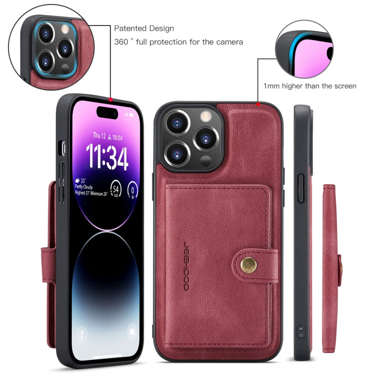 For iPhone 15 Pro Max JEEHOOD Retro Magnetic Detachable Leather Phone Case(Red) - free shipping - PMC Jewellery - Order now!