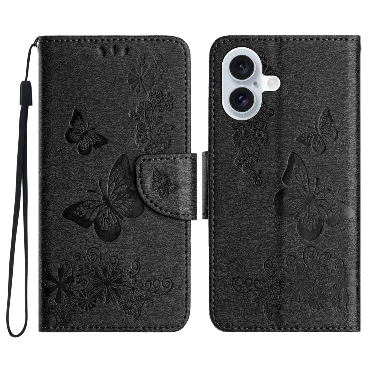 For iPhone 16 Butterfly Embossed Flip Leather Phone Case(Black) - iPhone 16 Cases by PMC TechLife | Online Shopping South Africa | PMC TechLife | Buy Now Pay Later Mobicred
