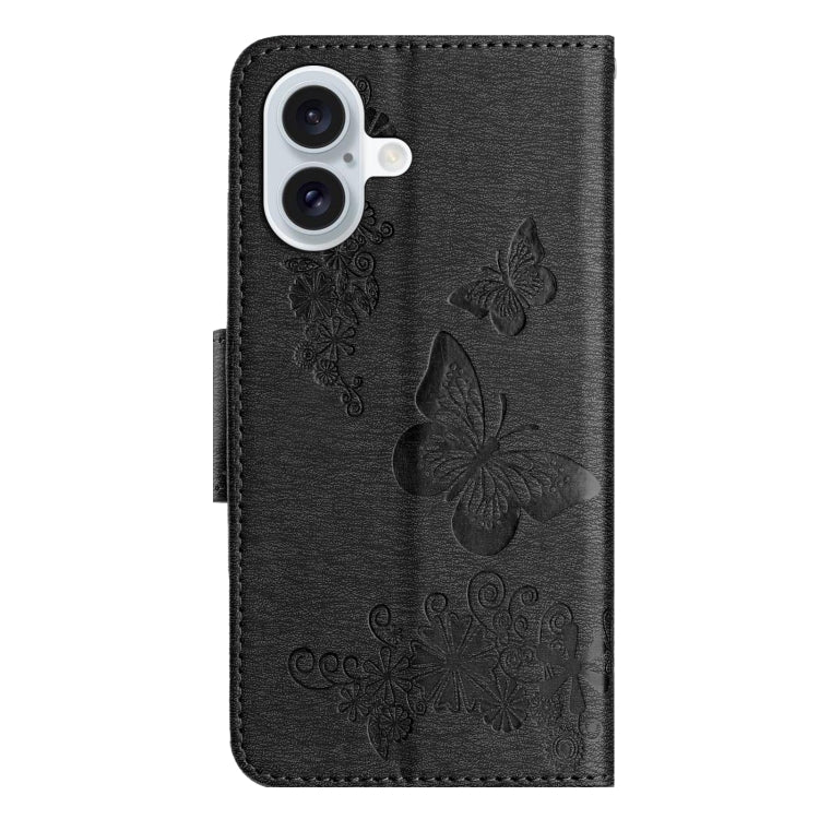 For iPhone 16 Butterfly Embossed Flip Leather Phone Case(Black) - iPhone 16 Cases by PMC TechLife | Online Shopping South Africa | PMC TechLife | Buy Now Pay Later Mobicred