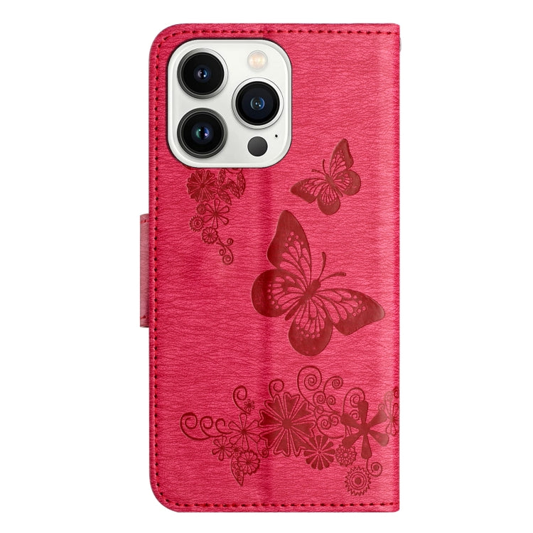 For iPhone 16 Pro Butterfly Embossed Flip Leather Phone Case(Red) - free shipping - PMC TechLife - Order now!