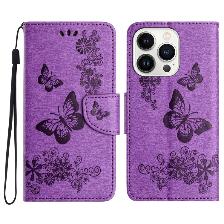 For iPhone 16 Pro Max Butterfly Embossed Flip Leather Phone Case(Purple) - iPhone 16 Pro Max Cases by PMC TechLife | Online Shopping South Africa | PMC TechLife | Buy Now Pay Later Mobicred