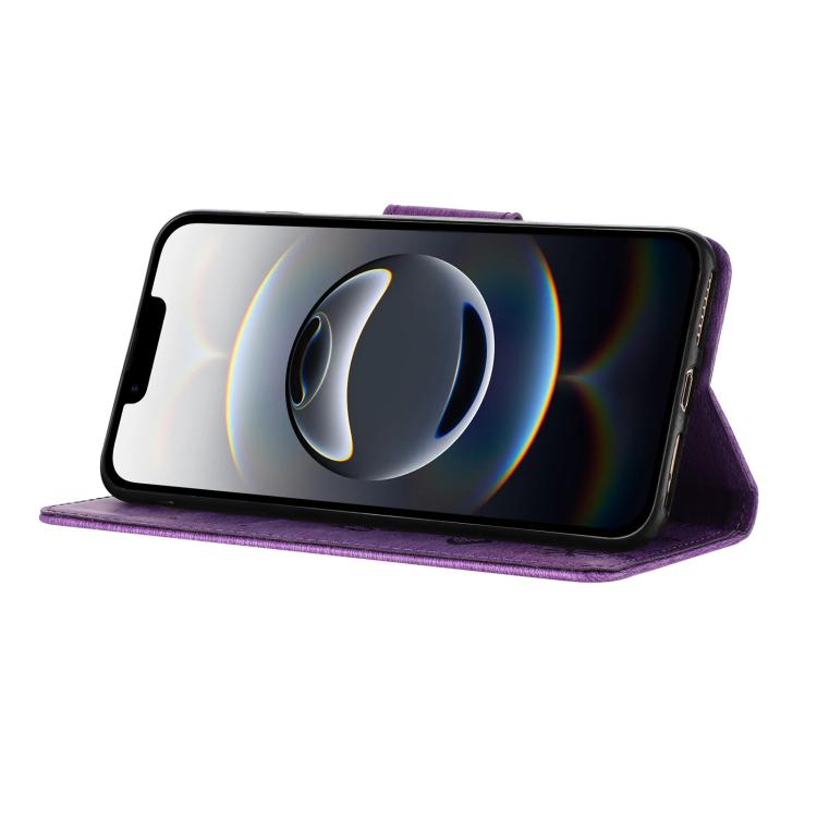 For iPhone 16e Butterfly Embossed Flip Leather Phone Case(Purple) - iPhone 16e Cases by PMC TechLife | Online Shopping South Africa | PMC TechLife | Buy Now Pay Later Mobicred