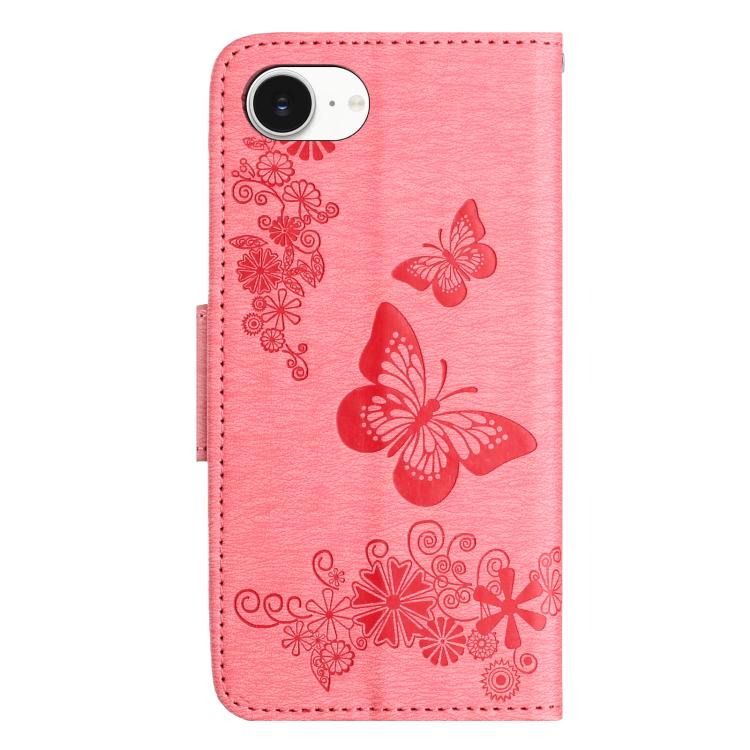 For iPhone 16e Butterfly Embossed Flip Leather Phone Case(Pink) - iPhone 16e Cases by PMC TechLife | Online Shopping South Africa | PMC TechLife | Buy Now Pay Later Mobicred