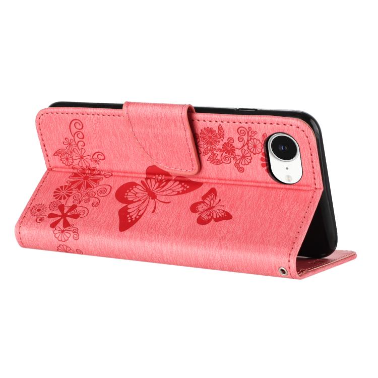 For iPhone 16e Butterfly Embossed Flip Leather Phone Case(Pink) - iPhone 16e Cases by PMC TechLife | Online Shopping South Africa | PMC TechLife | Buy Now Pay Later Mobicred