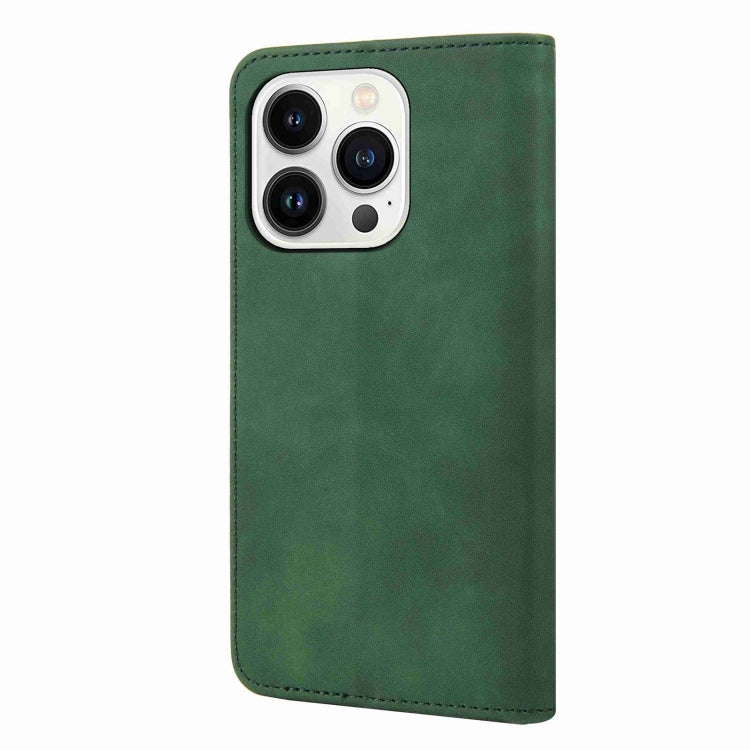 For iPhone 16 Pro Skin Feel Splicing Leather Phone Case(Green) - iPhone 16 Pro Cases by PMC TechLife | Online Shopping South Africa | PMC TechLife | Buy Now Pay Later Mobicred