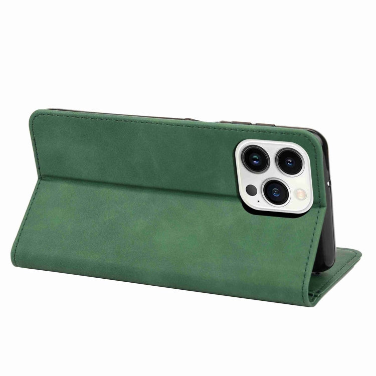 For iPhone 16 Pro Skin Feel Splicing Leather Phone Case(Green) - iPhone 16 Pro Cases by PMC TechLife | Online Shopping South Africa | PMC TechLife | Buy Now Pay Later Mobicred