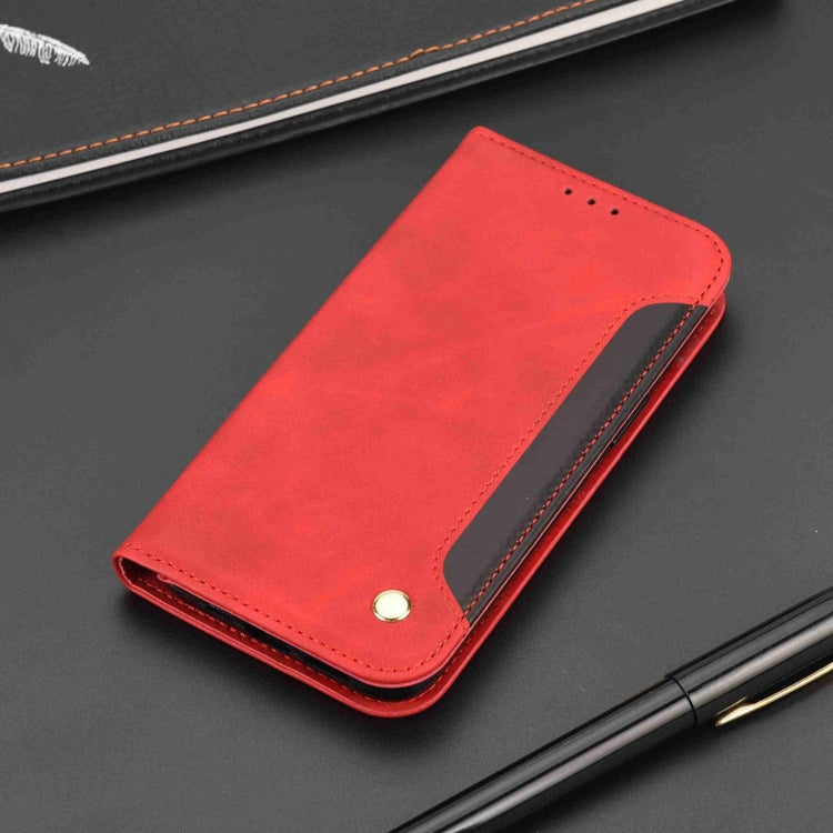 For iPhone 16 Skin Feel Splicing Leather Phone Case(Red) - iPhone 16 Cases by PMC TechLife | Online Shopping South Africa | PMC TechLife | Buy Now Pay Later Mobicred