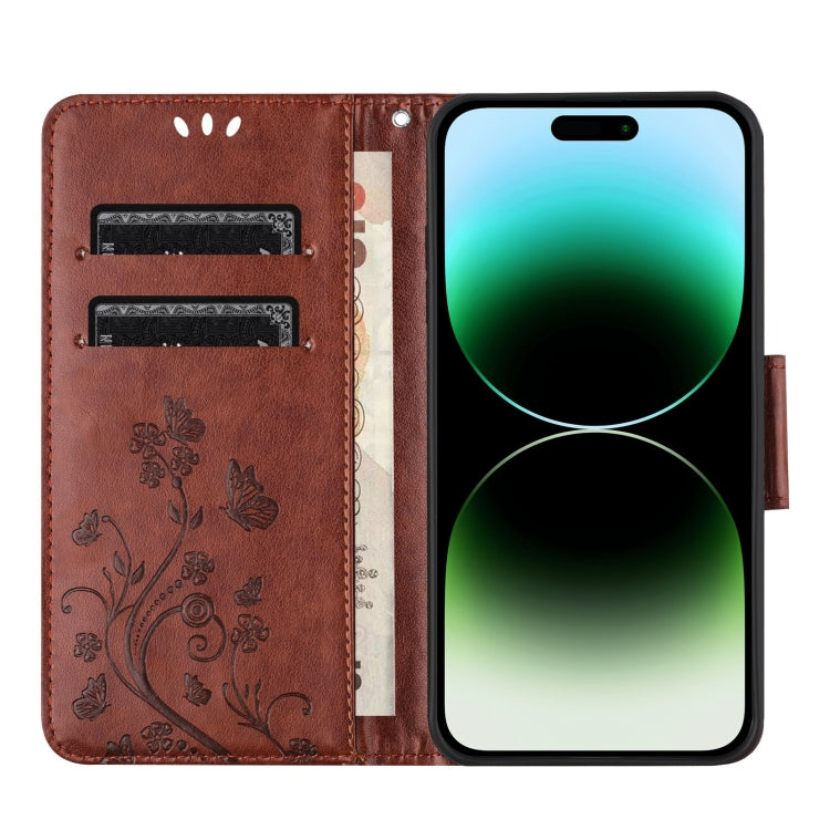 For iPhone 16 Pro Max Butterfly Flower Pattern Flip Leather Phone Case(Brown) - iPhone 16 Pro Max Cases by PMC TechLife | Online Shopping South Africa | PMC TechLife | Buy Now Pay Later Mobicred