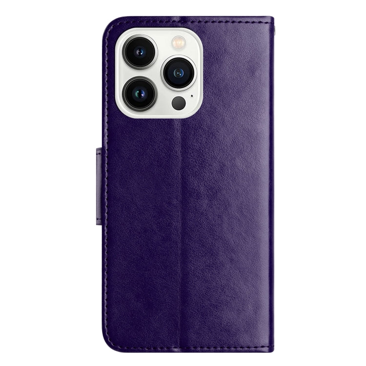 For iPhone 16 Pro Butterfly Flower Pattern Flip Leather Phone Case(Dark Purple) - iPhone 16 Pro Cases by PMC TechLife | Online Shopping South Africa | PMC TechLife | Buy Now Pay Later Mobicred