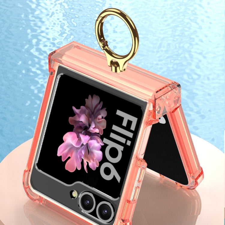 For Samsung Galaxy Z Flip6 / Flip7 FE Gkk Airbag Hinge Silicone Phone Case with Ring Holder & Tempered Film(Transparent Black) - free shipping - PMC Jewellery - Order now!