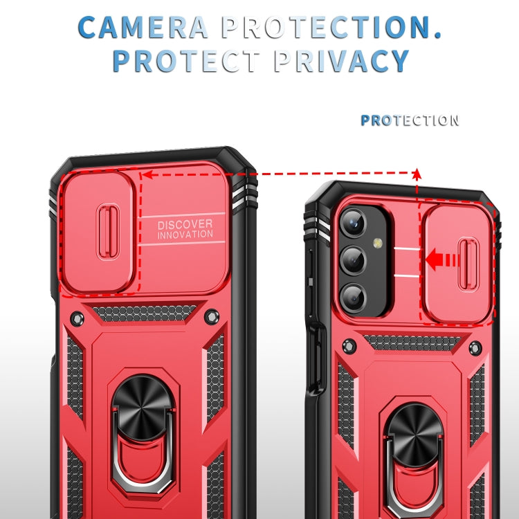 For Samsung Galaxy A25 5G Sliding Camshield TPU + PC Phone Case with Holder(Red+Black) - Galaxy Phone Cases by PMC TechLife | Online Shopping South Africa | PMC TechLife