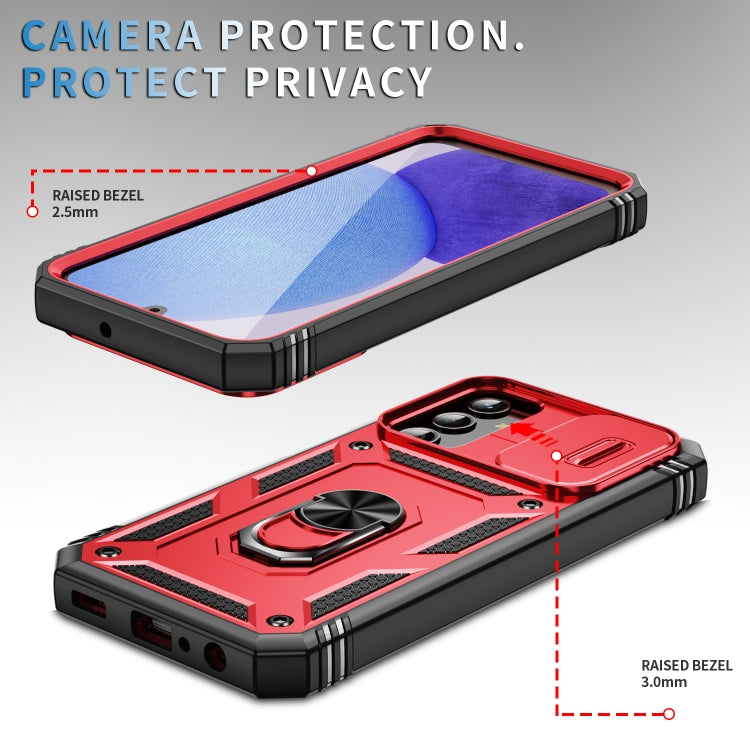 For Samsung Galaxy A25 5G Sliding Camshield TPU + PC Phone Case with Holder(Red+Black) - Galaxy Phone Cases by PMC TechLife | Online Shopping South Africa | PMC TechLife