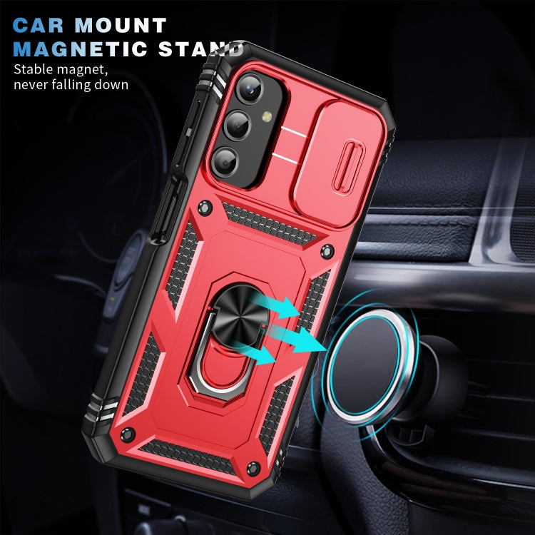 For Samsung Galaxy A25 5G Sliding Camshield TPU + PC Phone Case with Holder(Red+Black) - Galaxy Phone Cases by PMC TechLife | Online Shopping South Africa | PMC TechLife