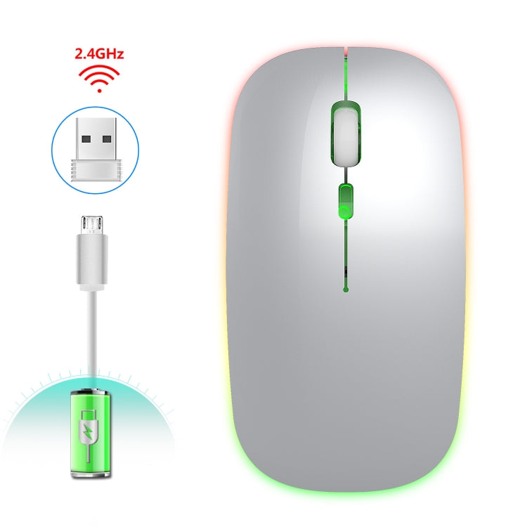 HXSJ M40 2.4GHZ 800,1200,1600dpi Third Gear Adjustment Colorful Wireless Mouse USB Rechargeable(Silver) - free shipping - PMC TechLife - Order now!