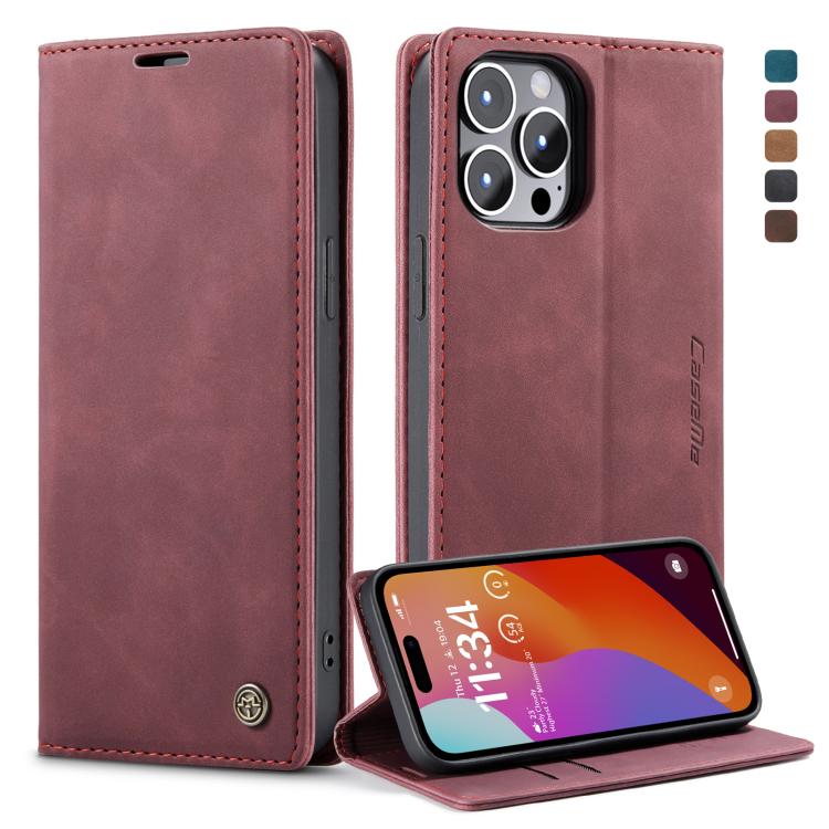For iPhone 15 Pro CaseMe 013 Multifunctional Horizontal Flip Leather Phone Case(Wine Red) - free shipping - PMC Jewellery - Order now!