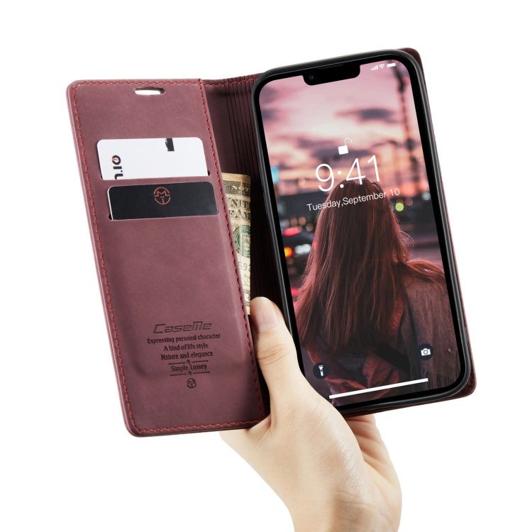 For iPhone 15 CaseMe 013 Multifunctional Horizontal Flip Leather Phone Case(Wine Red) - free shipping - PMC Jewellery - Order now!