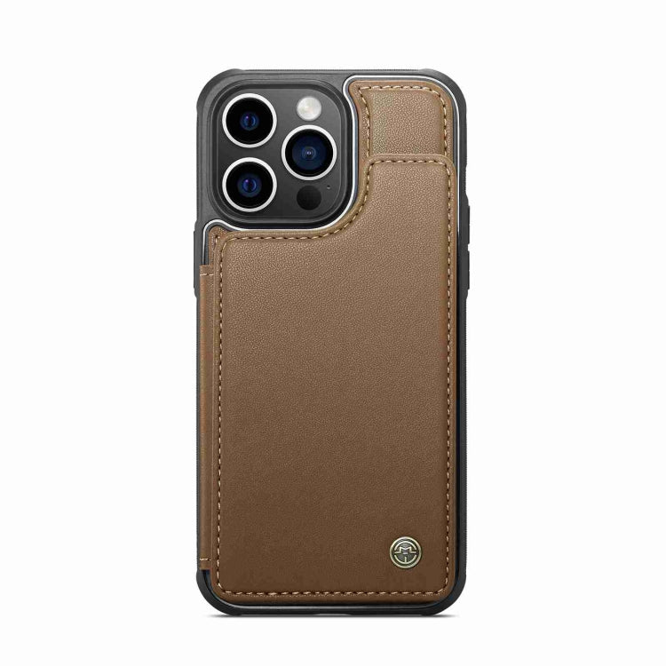 For iPhone 15 Pro Max CaseMe C22 Card Slots Holder RFID Anti-theft Phone Case(Brown) - free shipping - PMC Jewellery - Order now!