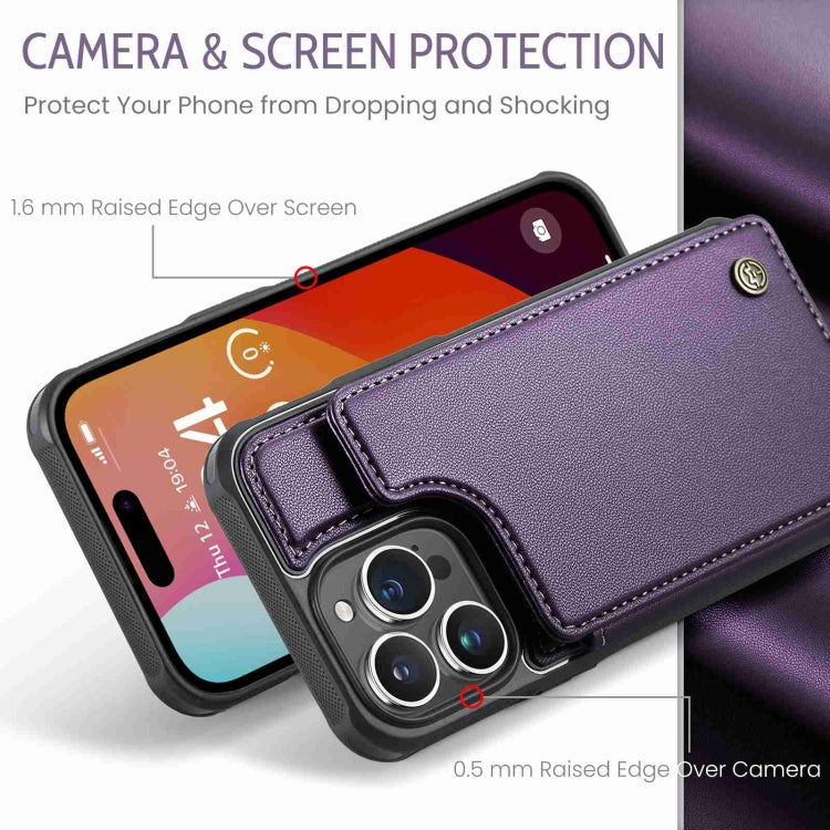 For iPhone 15 Pro Max CaseMe C22 Card Slots Holder RFID Anti-theft Phone Case(Purple) - free shipping - PMC Jewellery - Order now!