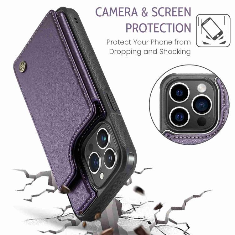 For iPhone 15 Pro Max CaseMe C22 Card Slots Holder RFID Anti-theft Phone Case(Purple) - free shipping - PMC Jewellery - Order now!