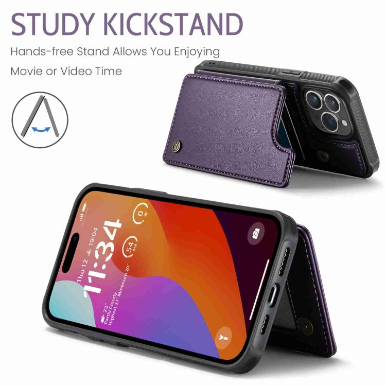 For iPhone 15 Pro Max CaseMe C22 Card Slots Holder RFID Anti-theft Phone Case(Purple) - free shipping - PMC Jewellery - Order now!