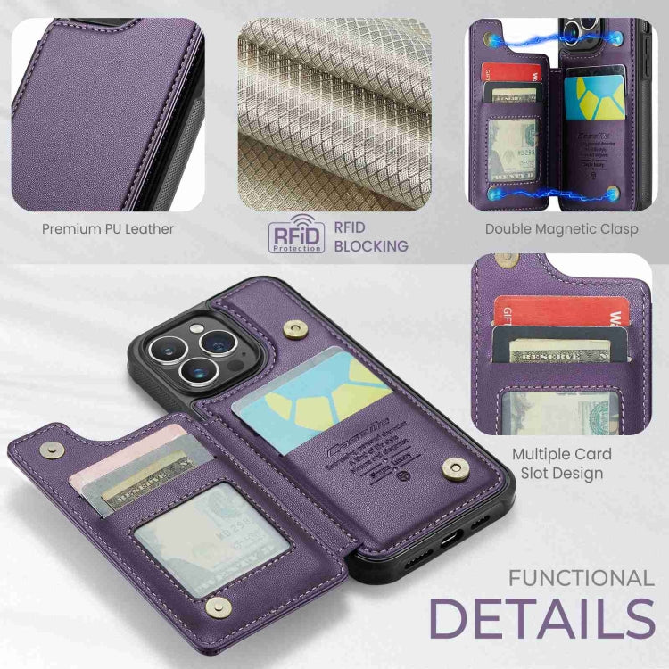 For iPhone 15 Pro Max CaseMe C22 Card Slots Holder RFID Anti-theft Phone Case(Purple) - free shipping - PMC Jewellery - Order now!
