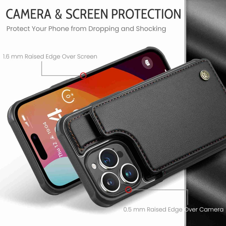 For iPhone 15 Pro CaseMe C22 Card Slots Holder RFID Anti-theft Phone Case(Black) - free shipping - PMC Jewellery - Order now!