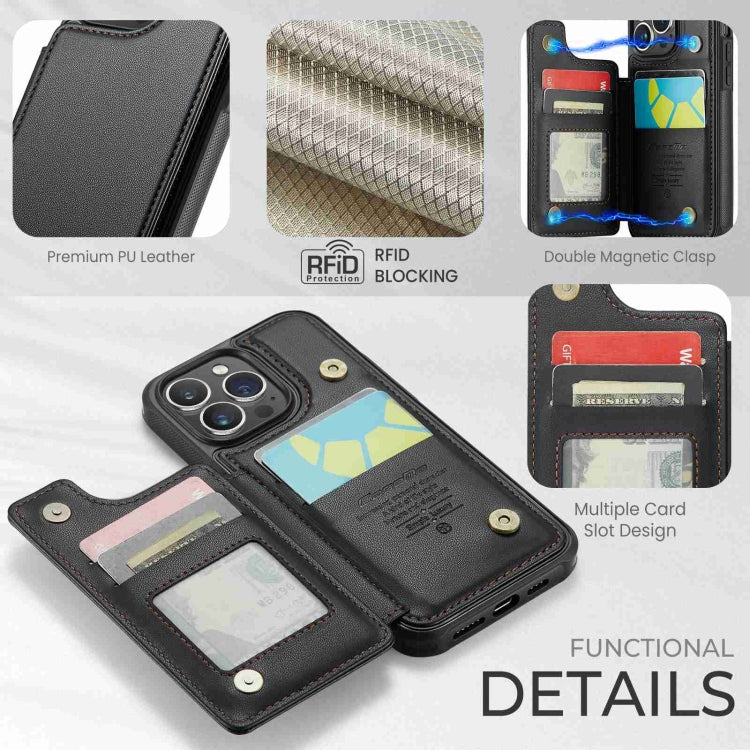 For iPhone 15 Pro CaseMe C22 Card Slots Holder RFID Anti-theft Phone Case(Black) - free shipping - PMC Jewellery - Order now!
