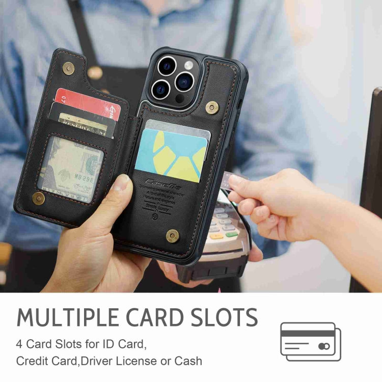 For iPhone 15 Pro CaseMe C22 Card Slots Holder RFID Anti-theft Phone Case(Black) - free shipping - PMC Jewellery - Order now!