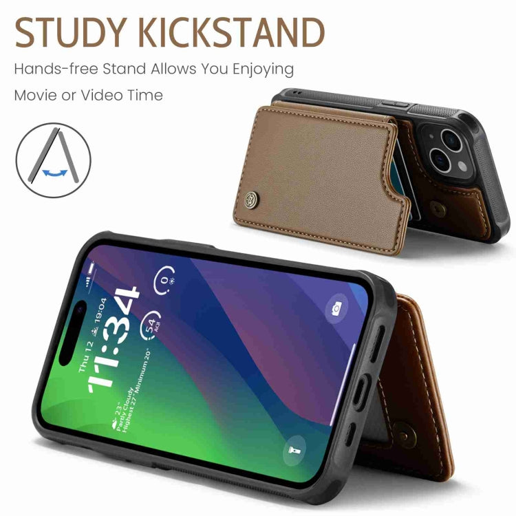 For iPhone 15 CaseMe C22 Card Slots Holder RFID Anti-theft Phone Case(Brown) - free shipping - PMC Jewellery - Order now!