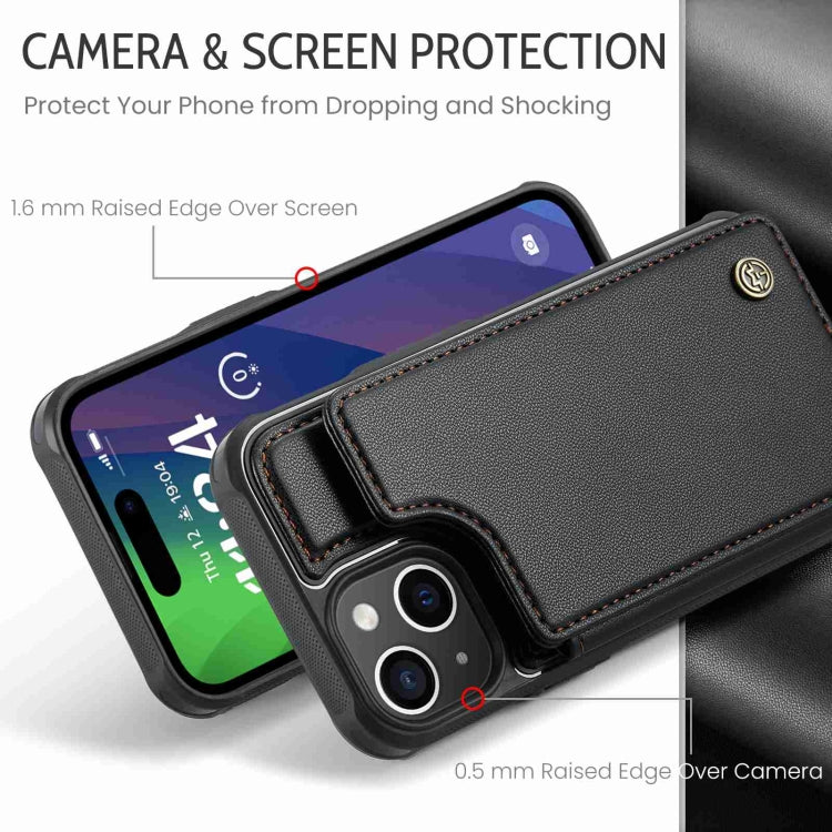 For iPhone 15 CaseMe C22 Card Slots Holder RFID Anti-theft Phone Case(Black) - free shipping - PMC Jewellery - Order now!
