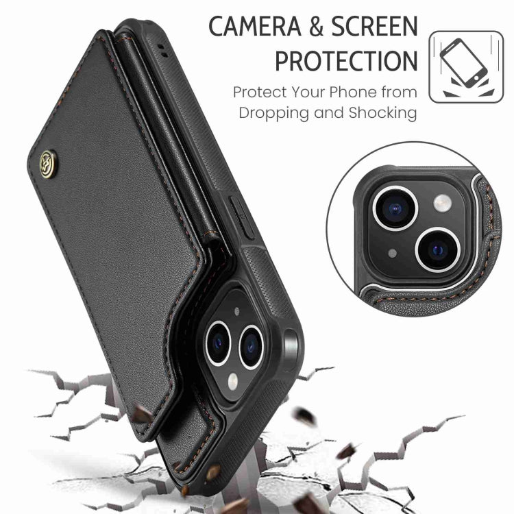 For iPhone 15 CaseMe C22 Card Slots Holder RFID Anti-theft Phone Case(Black) - free shipping - PMC Jewellery - Order now!
