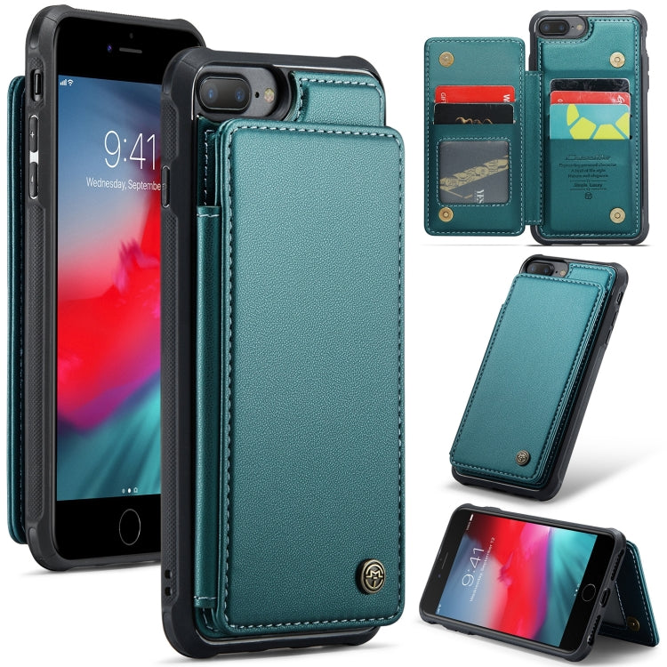 For iPhone 8 Plus / 7 Plus CaseMe C22 Card Slots Holder RFID Anti-theft Phone Case(Blue Green) - free shipping - PMC Jewellery - Order now!