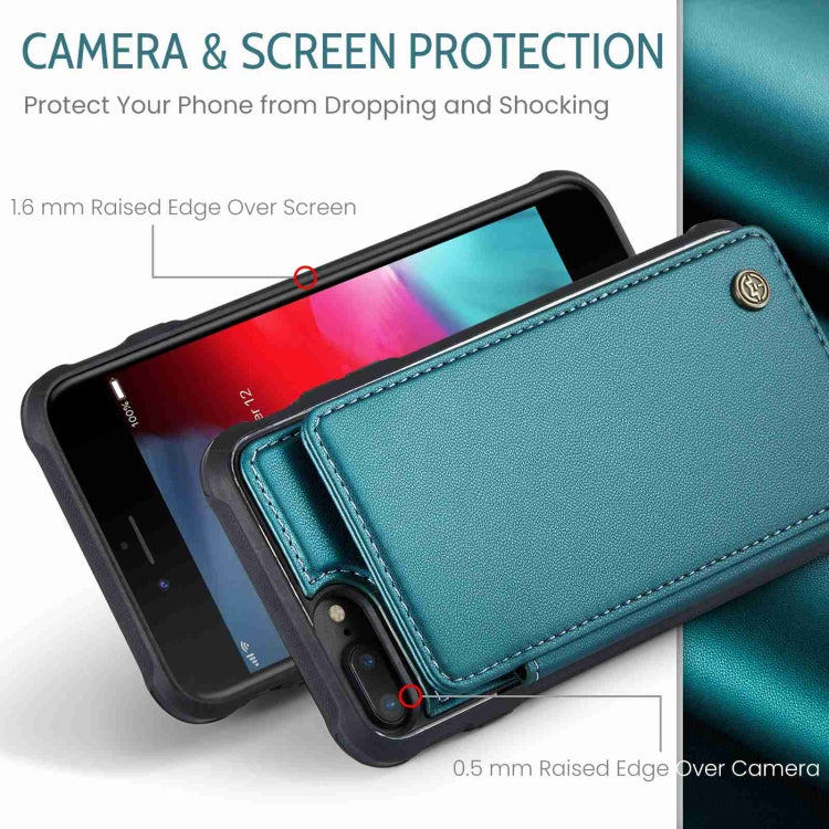 For iPhone 8 Plus / 7 Plus CaseMe C22 Card Slots Holder RFID Anti-theft Phone Case(Blue Green) - free shipping - PMC Jewellery - Order now!