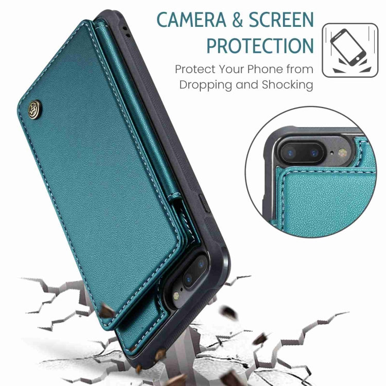 For iPhone 8 Plus / 7 Plus CaseMe C22 Card Slots Holder RFID Anti-theft Phone Case(Blue Green) - free shipping - PMC Jewellery - Order now!