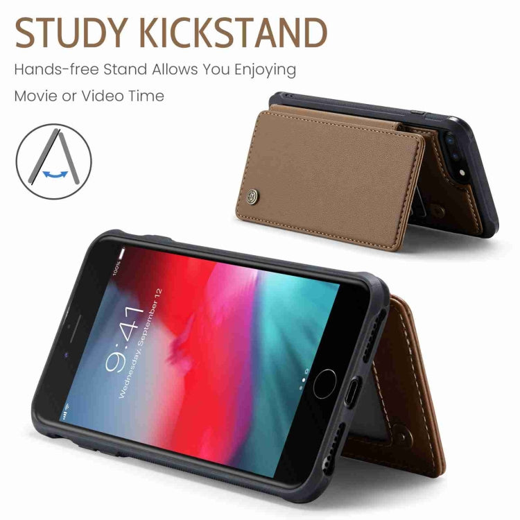 For iPhone 8 Plus / 7 Plus CaseMe C22 Card Slots Holder RFID Anti-theft Phone Case(Brown) - free shipping - PMC Jewellery - Order now!