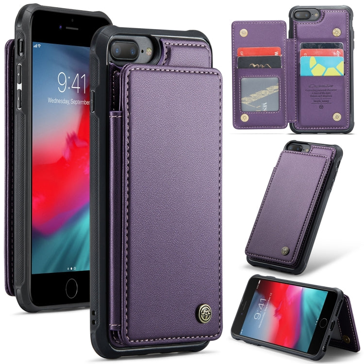 For iPhone 8 Plus / 7 Plus CaseMe C22 Card Slots Holder RFID Anti-theft Phone Case(Purple) - free shipping - PMC Jewellery - Order now!