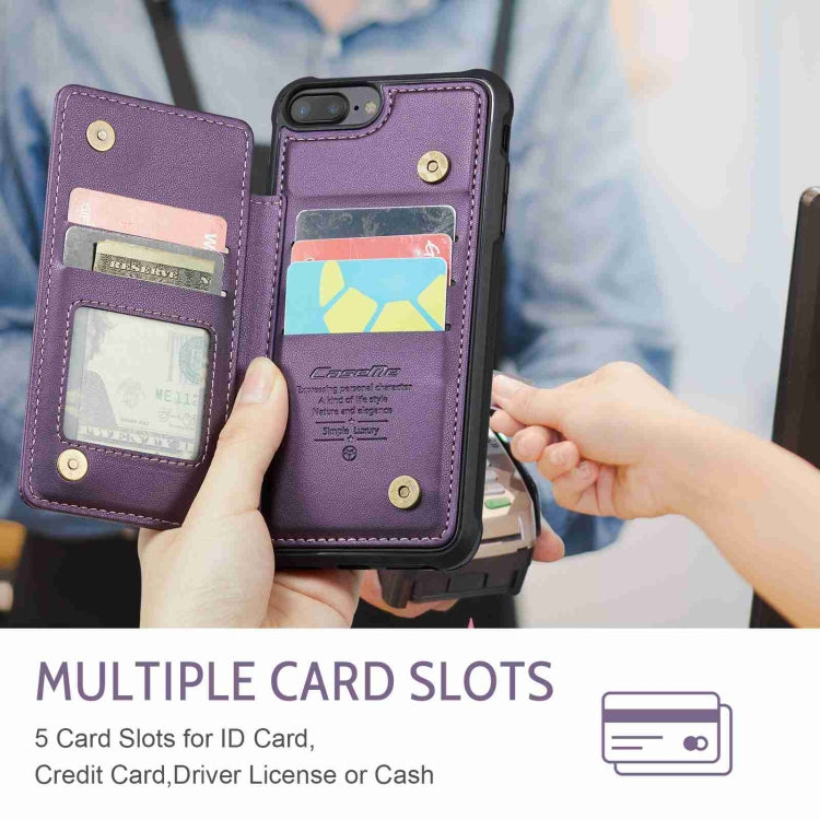 For iPhone 8 Plus / 7 Plus CaseMe C22 Card Slots Holder RFID Anti-theft Phone Case(Purple) - free shipping - PMC Jewellery - Order now!