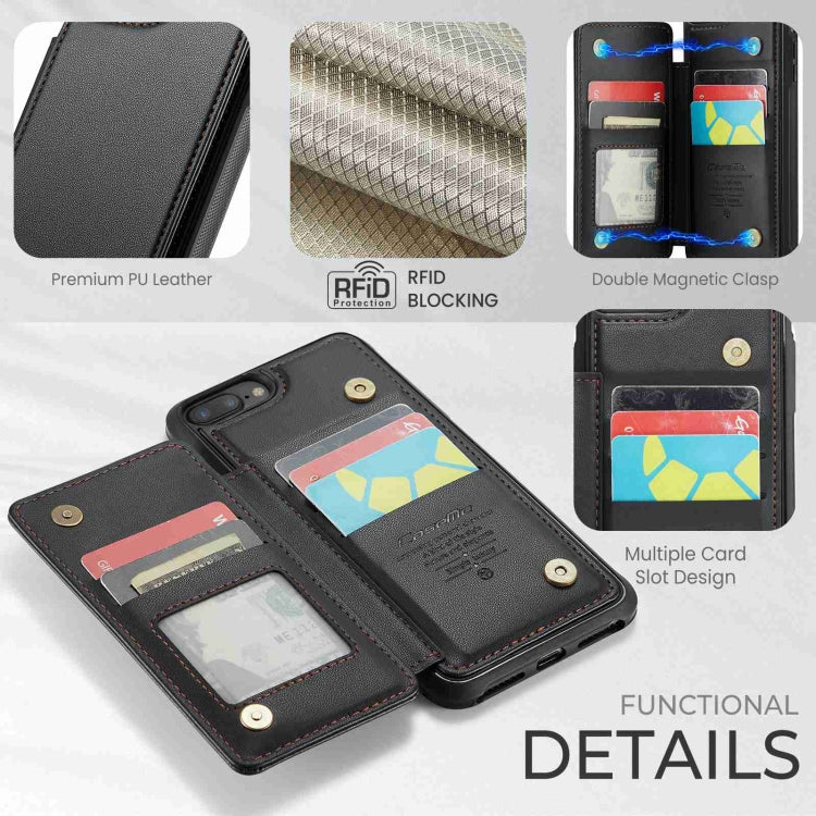 For iPhone 8 Plus / 7 Plus CaseMe C22 Card Slots Holder RFID Anti-theft Phone Case(Black) - free shipping - PMC Jewellery - Order now!