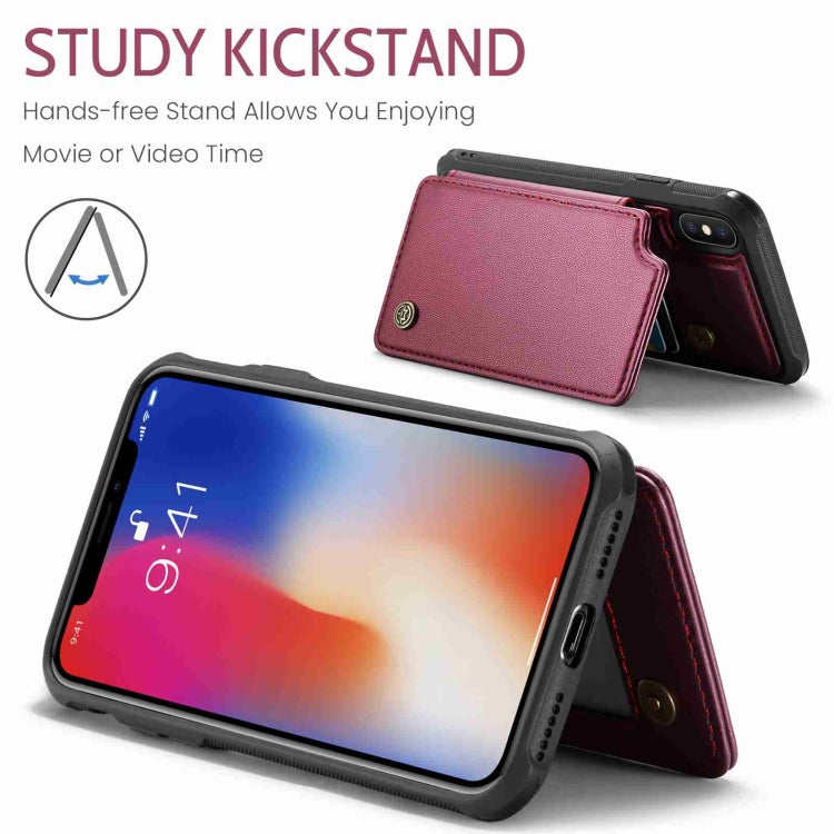 For iPhone XS / X CaseMe C22 Card Slots Holder RFID Anti-theft Phone Case(Wine Red) - free shipping - PMC Jewellery - Order now!