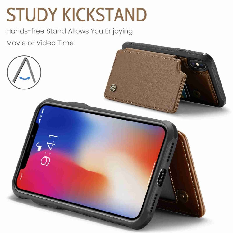 For iPhone XS / X CaseMe C22 Card Slots Holder RFID Anti-theft Phone Case(Brown) - free shipping - PMC Jewellery - Order now!