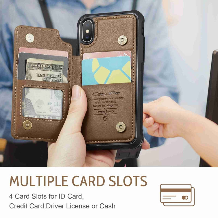 For iPhone XS / X CaseMe C22 Card Slots Holder RFID Anti-theft Phone Case(Brown) - free shipping - PMC Jewellery - Order now!