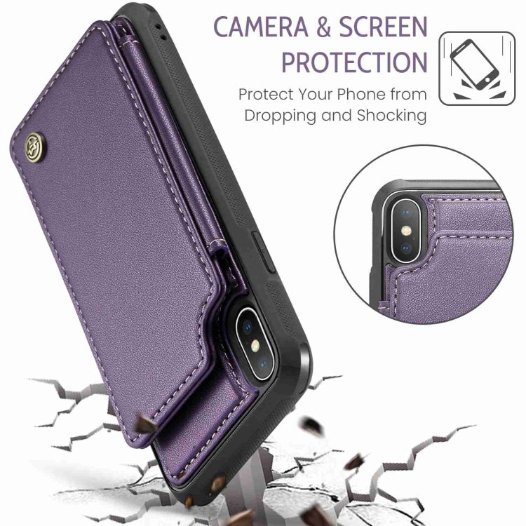 For iPhone XS / X CaseMe C22 Card Slots Holder RFID Anti-theft Phone Case(Purple) - More iPhone Cases by CaseMe | Online Shopping South Africa | PMC Jewellery | Buy Now Pay Later Mobicred
