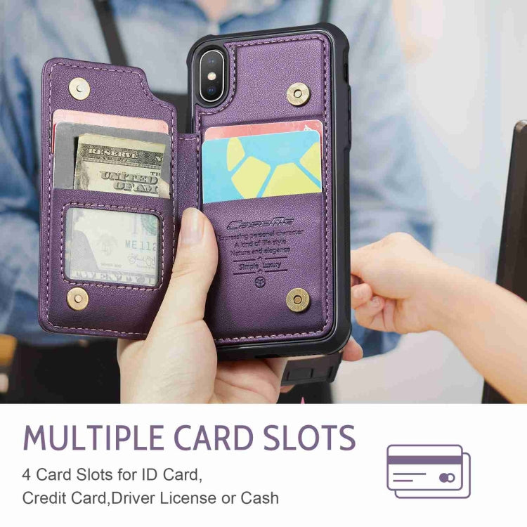 For iPhone XS / X CaseMe C22 Card Slots Holder RFID Anti-theft Phone Case(Purple) - More iPhone Cases by CaseMe | Online Shopping South Africa | PMC Jewellery | Buy Now Pay Later Mobicred