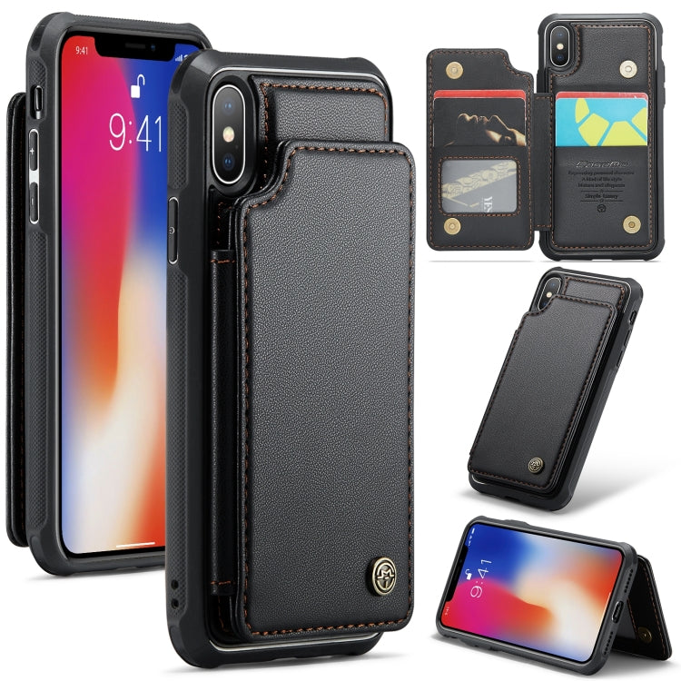 For iPhone XS / X CaseMe C22 Card Slots Holder RFID Anti-theft Phone Case(Black) - free shipping - PMC Jewellery - Order now!