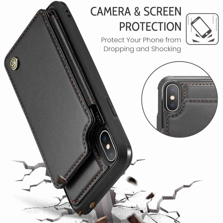 For iPhone XS / X CaseMe C22 Card Slots Holder RFID Anti-theft Phone Case(Black) - free shipping - PMC Jewellery - Order now!