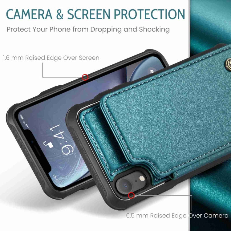 For iPhone XR CaseMe C22 Card Slots Holder RFID Anti-theft Phone Case(Blue Green) - free shipping - PMC Jewellery - Order now!