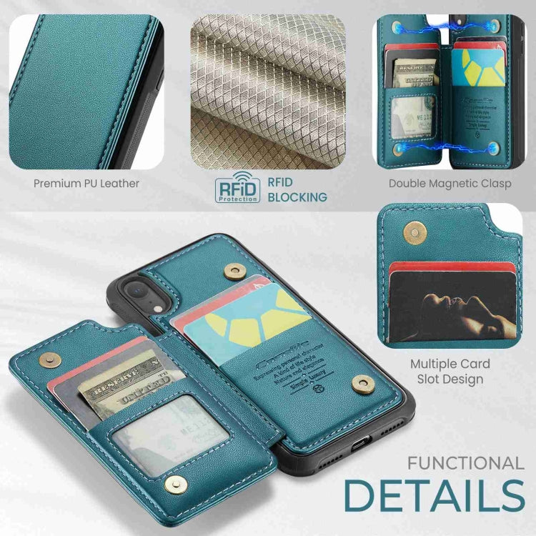 For iPhone XR CaseMe C22 Card Slots Holder RFID Anti-theft Phone Case(Blue Green) - free shipping - PMC Jewellery - Order now!